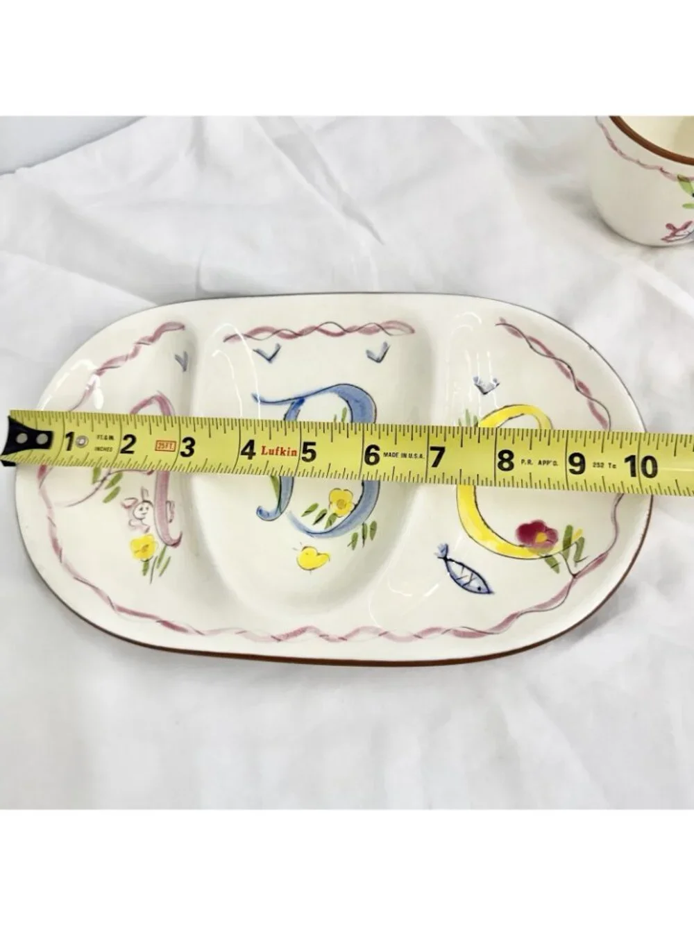 Stangl Hand Painted ABC Child’s Divided Plate & Mug Set Trenton NJ Vintage